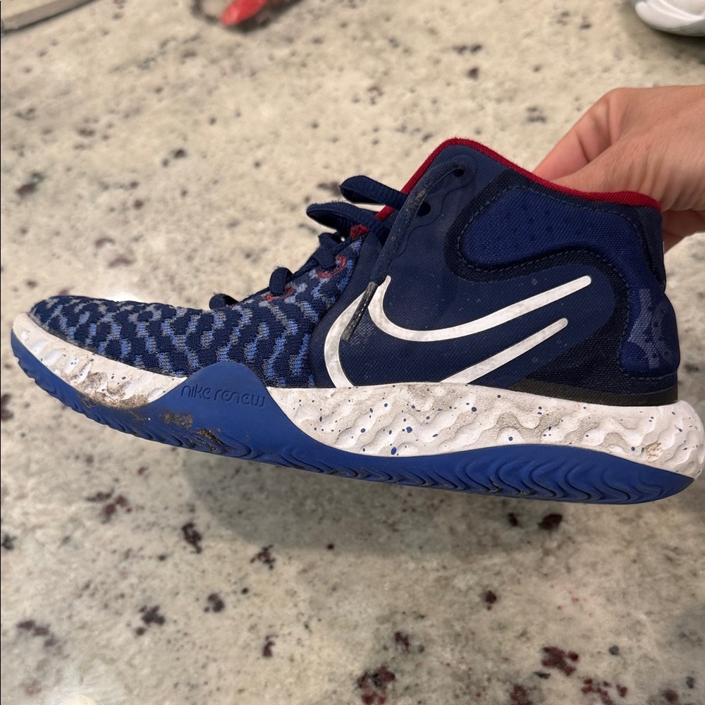 Nike Navy Blue, White & Red High-Top Basketball Shoe